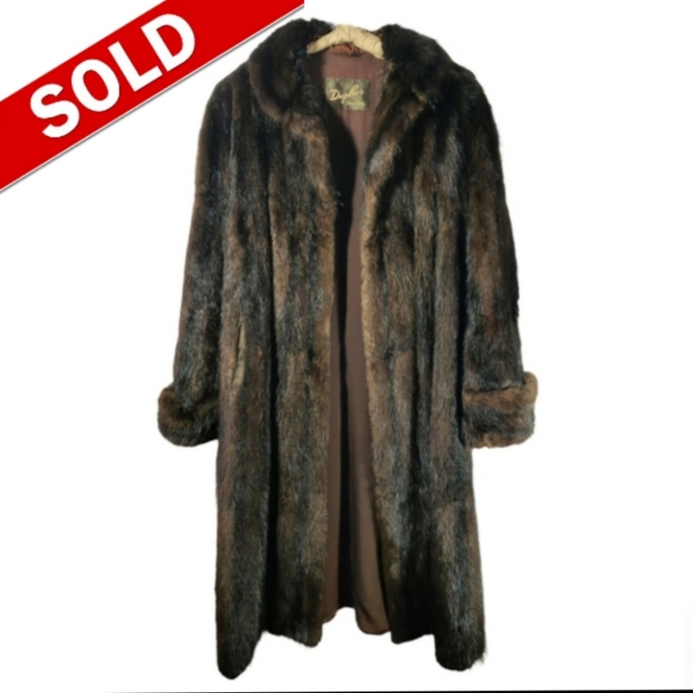 Vintage Duplers Fine Fur Mink Coat in Brown/Black Stripes